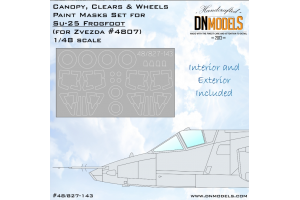 Su-25 Frogfoot (Zvezda) Canopy, Clears & Wheels Paint Masks Set (1:48) - 48/827-143